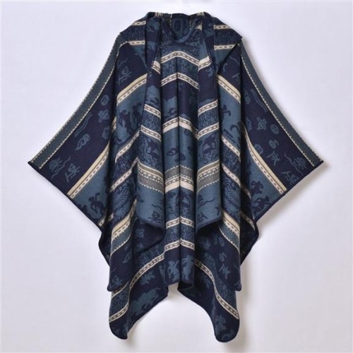  new lady Autumn and Winter ethnic style warm hooded shawl day Jacquard thick shawl