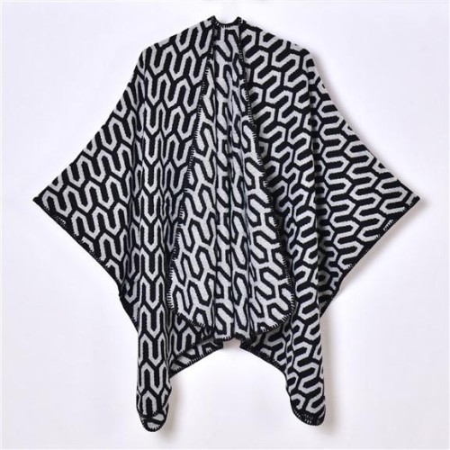 lady shawl brief fashion Autumn and Winter Jacquard slit ornament shawl travel