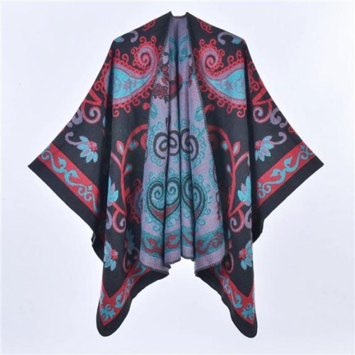 Autumn and Winter retro flower thick shawl occidental style head scarf