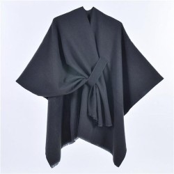 woman shawl occidental style fashion brief color belt wind