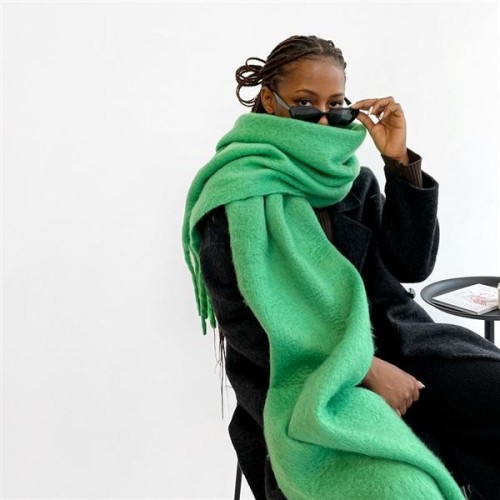 Autumn and Winter mohair scarf woman all-Purpose high color Collar occidental style pure color shawl