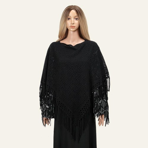 tassel hollow knitting tassel triangle Coat personality woman shawl