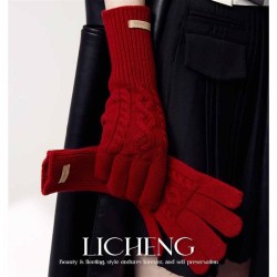 high% wool glove Winter woman christmas color warm woolen twisted glove gift