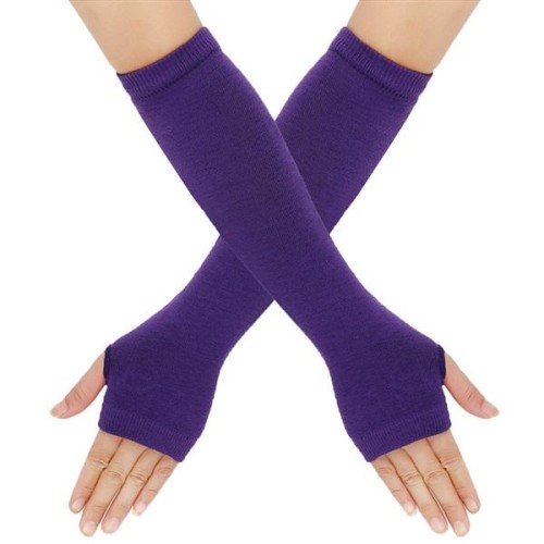 (purple)occidental style Autumn and Winter leisure all-Purpose christmas glove autumn pure color Jacquard Stripe glove