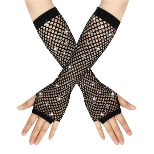 ( black) diamond glove fishing net elasticity eyes glove occidental style retro sexy diamond long glove