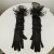 black glovecm super long style lace flower Pearl nets yarn transparent perspective black