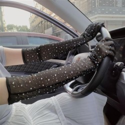 Halloweencoslay diamond lace glove nets yarn flash diamond woman summer Sunscr..