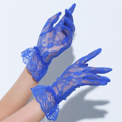 bride glove retro lace short blue married ornament elegant brief woman glove