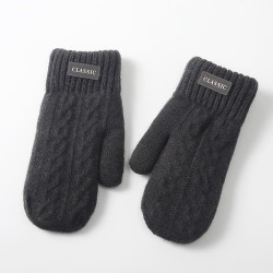 man autumn Winter woolen velvet glove Outdoor knitting warm bag glove thick Do..