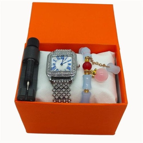 Bracelets watch square fully-jewelled woman watch-face