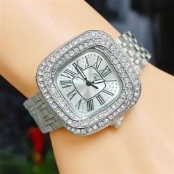 square watch fashon Bracelets watch trend woman watch-face fully-jewelled Rome..