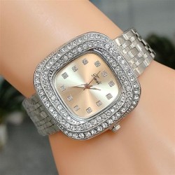 fashon square fully-jewelled quartz watch-face woman th damond dal trend tempe..