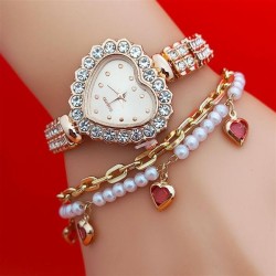  fashon personalty damond lady watch heart-shaped Rhnestone fashon quartz Brac..
