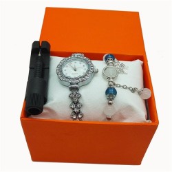 ( Silver++++)Bracelets watch flower fully-jewelled woman watch-face