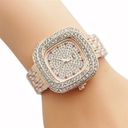  lady fashon fully-jewelled quartz wrst-watches square dal student lesure watc..
