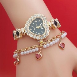 fashon heart-shaped Bracelets watch damond color quartz watch-face lady wrst-w..