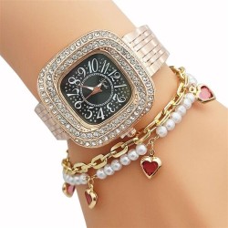 square fully-jewelled watch lady fashon love Bracelets square watch woman