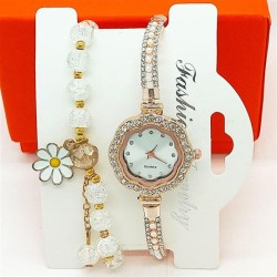 Pearl watch Bracelets flower wrst-watches gft fully-jewelled woman watch-face