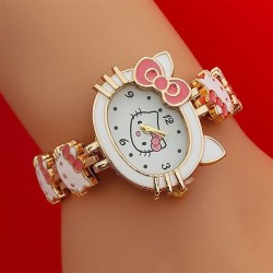 fashon hgh lovely woman cartoon cat student watch electronc quartz watch-face