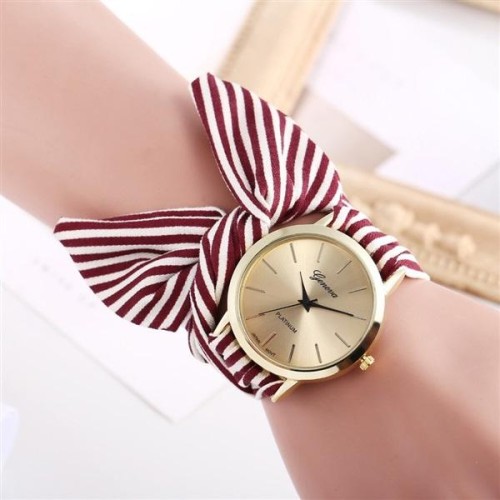  fashon bref Strpe cloth belt watch woman  woman belt woman watch-face  twnng belt student watch-face