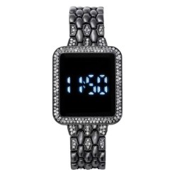 fashon square damond electronc watch-faceDE fashon bref steel belt lady electr..