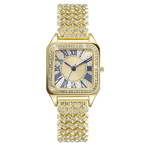  fashon Rome fully-jewelled square lady watch woman watch-face quartz watch-face