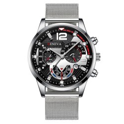 ( Silver)fashon trend day man watch man watch-face stanless steel watchband be..