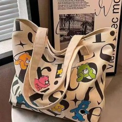 student canvas bag high capacity bag all-Purpose print leisure portable shoulder