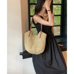 ( Beige) bag weave bag woman high capacity summer Shoulder bag