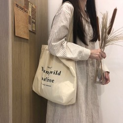 (YF black ; **; Polyester )ins shoulder Word canvas bag wind bag day student c..