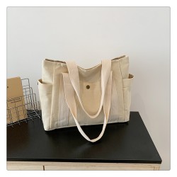 (Rice white )canvas bag woman high capacity brief all-Purpose portable bag Sho..