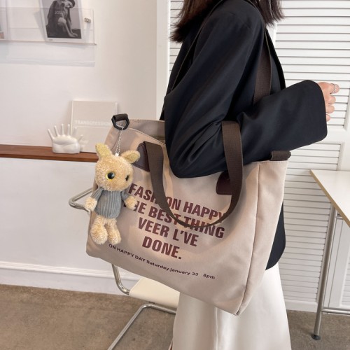 ( khaki )canvas bag woman big student bag high capacity Shoulder bag handbag messenger bag samll