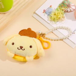 ( yellow dog dog+)lovely Round creative velvet coin Purse bag Card purse Pearl rope lady samll coin bag Coin bag