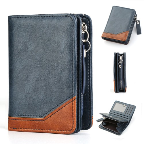 (  blue)man Business more retro coin bag student zipper short style fashion gold