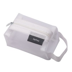 ( white)Mini bag samll nets yarn key zipper coin transparent