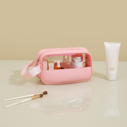 ( pink  small size  )splice thickvc transparent bag bag multifunction