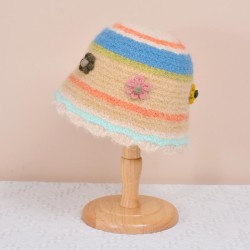 day hollow knitting autumn Winter sweet more woolen hat woman color flowers Bu..