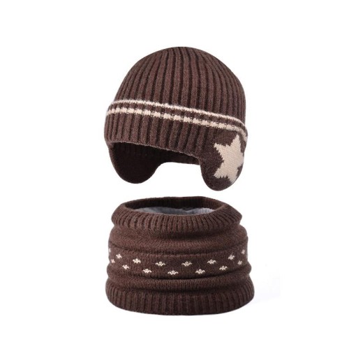 child hat set Winter velvet warm knitting woolen man woman hedging