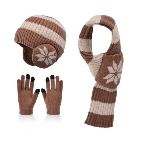 child hat gloves set man woman velvet hedging Winter warm knitting woolen