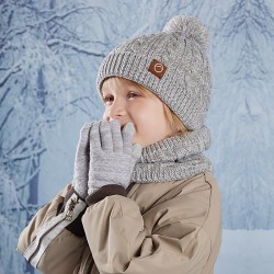child hat gloves three hedging woolen man girl Outdoor warm knitting