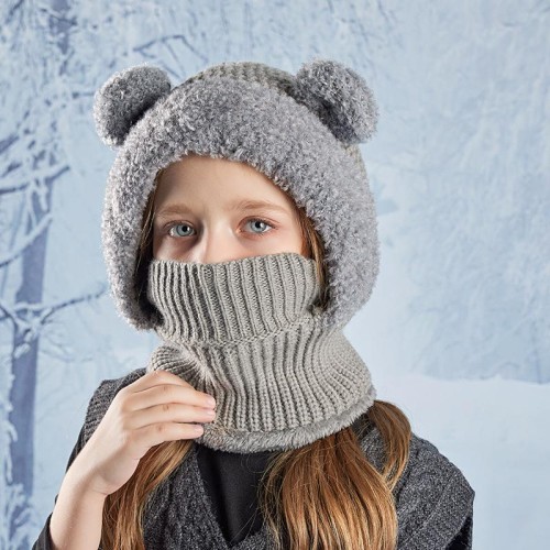 (  gray)child hat cartoon lovely samll surface Winter Outdoor velvet warm knitting woolen