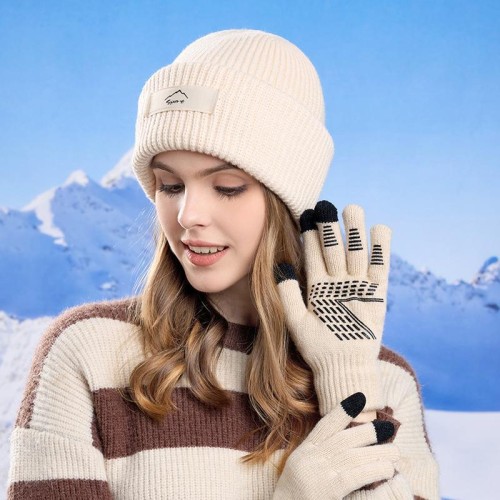 Winter hedging hat woman warm knitting woolen surface