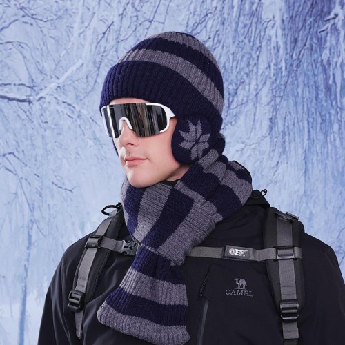 Winter hat set man woman Outdoor wind hedging velvet warm knitting woolen