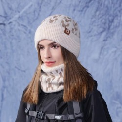 (  Beige)Winter warm hat set Korean style fashion hedging knitting lady Outdoor woolen