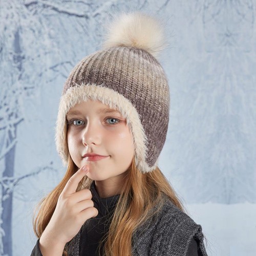 child hat color woolen Winter hedging girl Outdoor velvet warm knitting