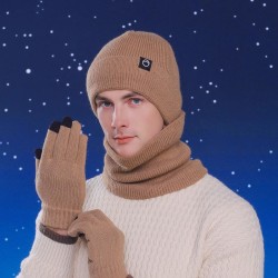 Winter hat gloves set velvet warm woolen occidental style man knitting hedging