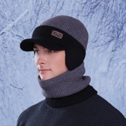 Winter hat set Outdoor velvet knitting woolen man warm hedging