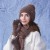 Winter warm hat gloves three lady Outdoor velvet thick hedging knitting woolen