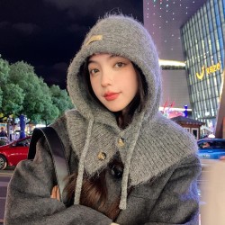  woman autumn Winter warm hat knitting leisure all-Purpose loose and comfortab..