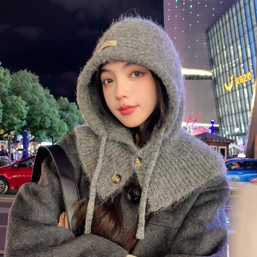  woman autumn Winter warm hat knitting leisure all-Purpose loose and comfortable woolen